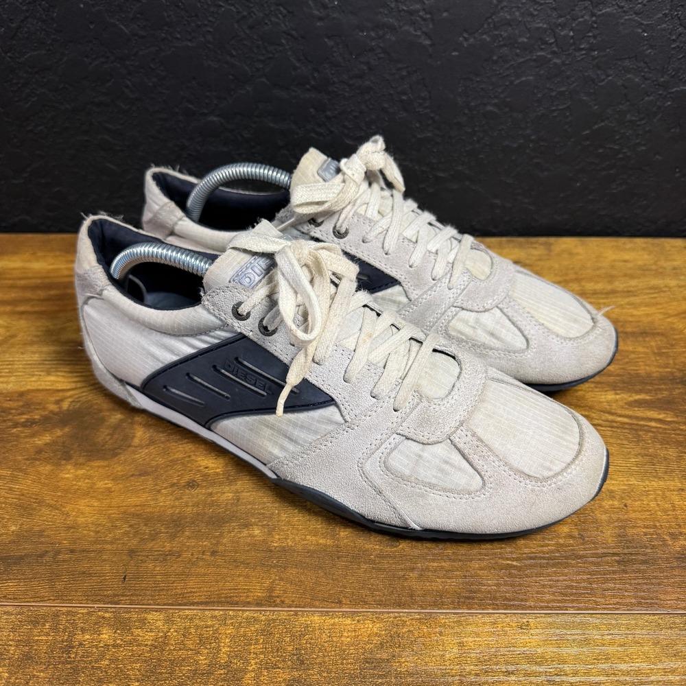 Diesel Paralex 00Y362 PR146 Grey Navy Leather Textile Sneakers Mens Size 9